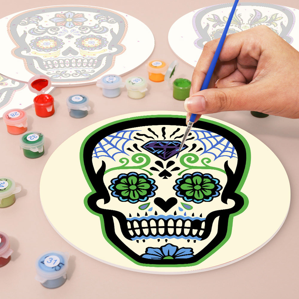 6 Pièces Sets de Table Crâne Fleuri Peinture par Numéros