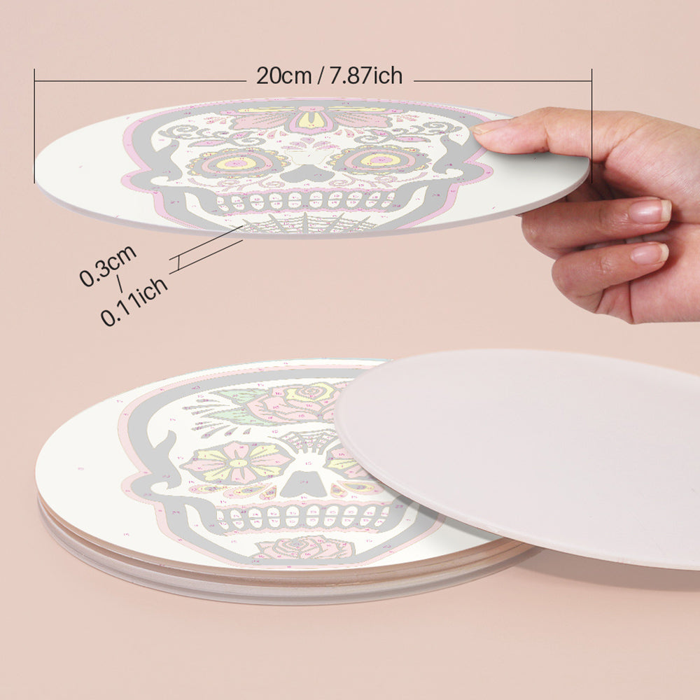 6 Pièces Sets de Table Crâne Fleuri Peinture par Numéros
