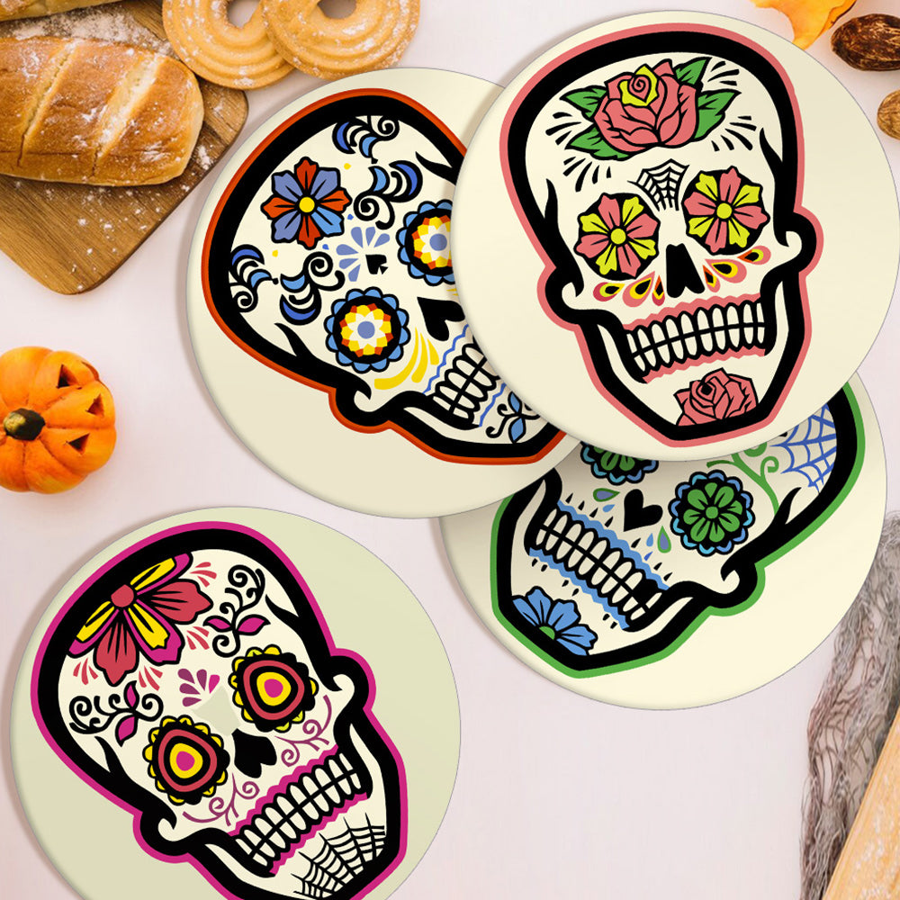 6 Pièces Sets de Table Crâne Fleuri Peinture par Numéros