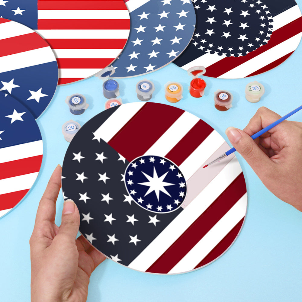 6 Pièces Sets de Table Drapeau Étoiles et Rayures Peinture par Numéros
