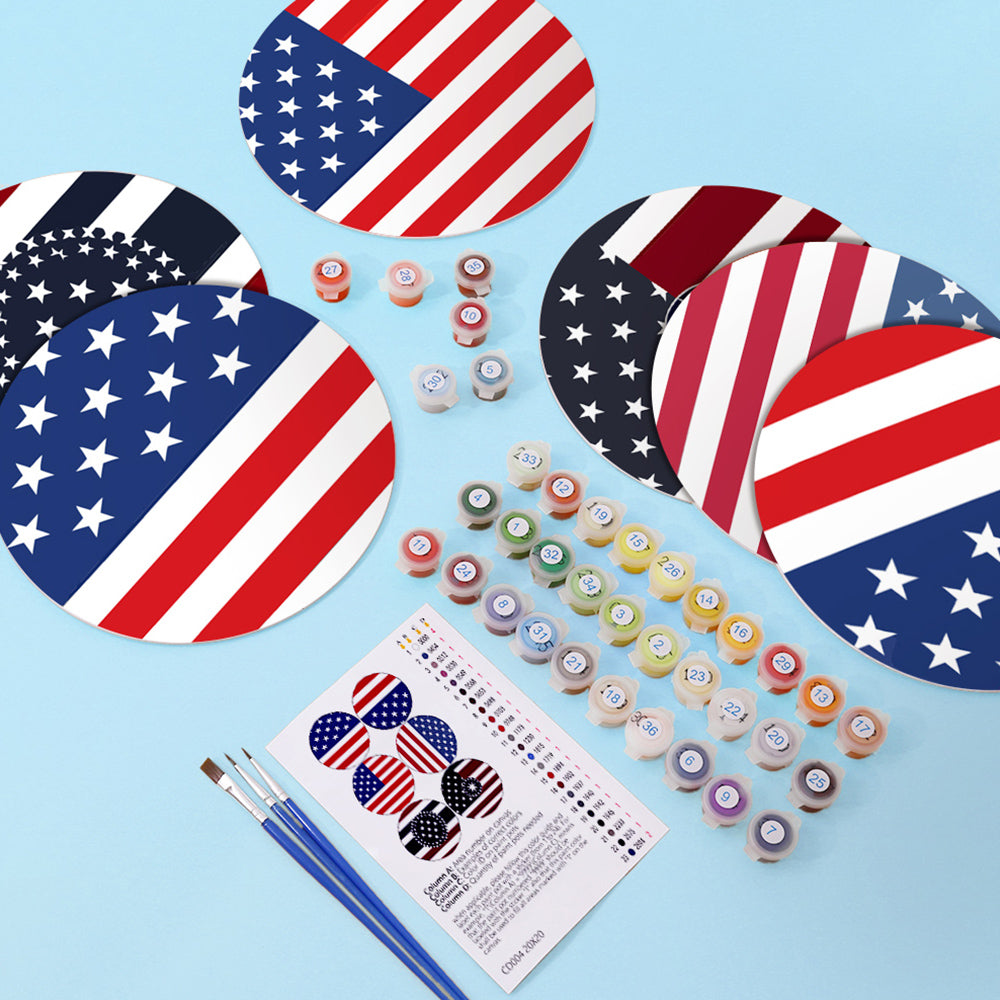 6 Pièces Sets de Table Drapeau Étoiles et Rayures Peinture par Numéros