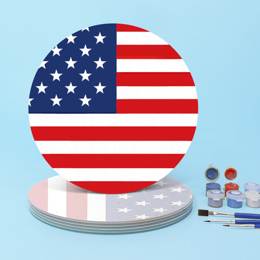 6 Pièces Sets de Table Drapeau Étoiles et Rayures Peinture par Numéros