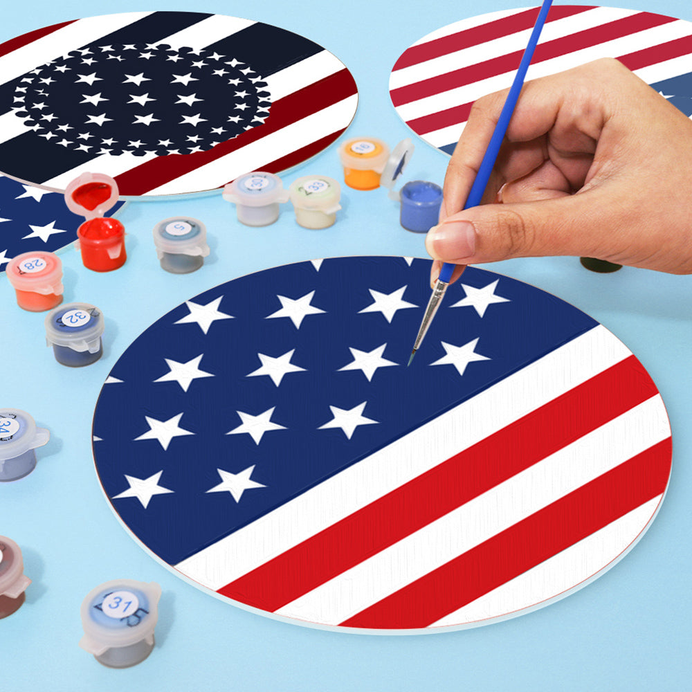 6 Pièces Sets de Table Drapeau Étoiles et Rayures Peinture par Numéros