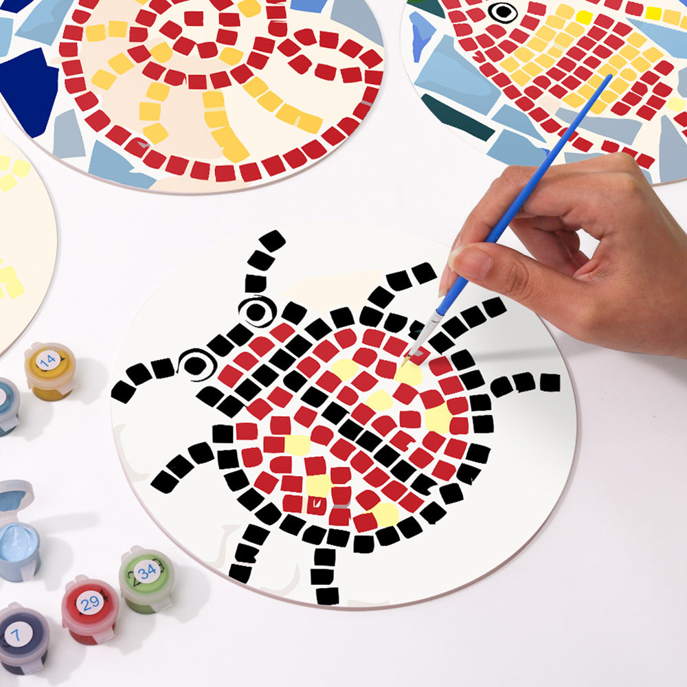 6 Pièces Sets de Table Insecte en Bloc de Couleur Peinture par Numéros
