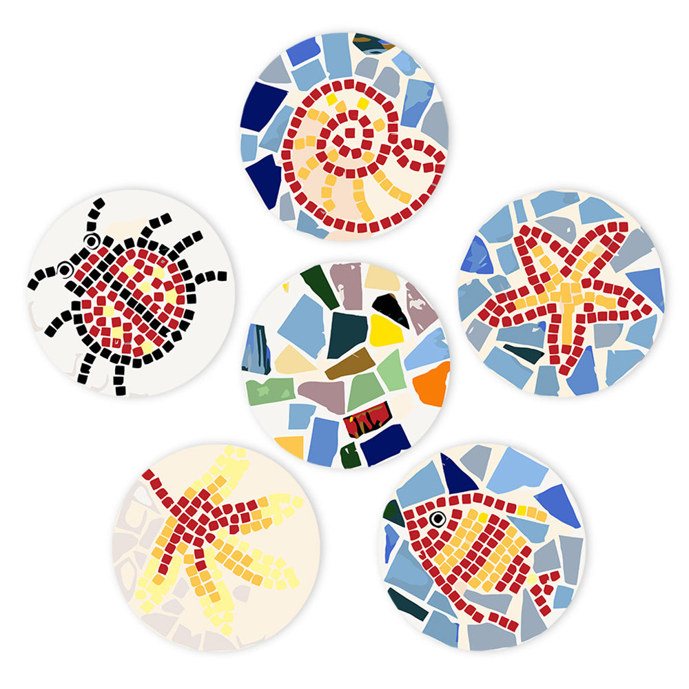 6 Pièces Sets de Table Insecte en Bloc de Couleur Peinture par Numéros
