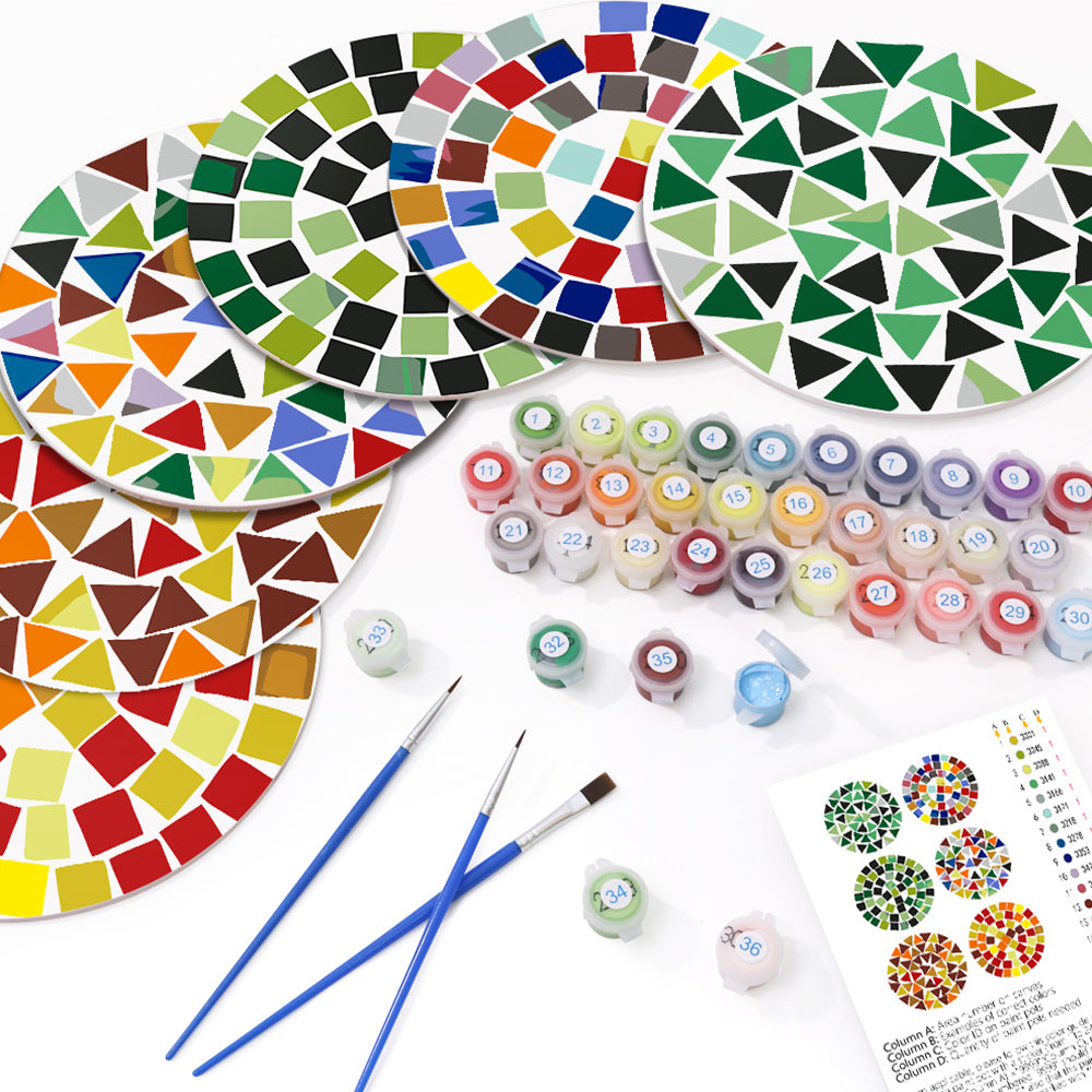 6 Pièces Sets de Table Mandala en Bloc de Couleur Peinture par Numéros