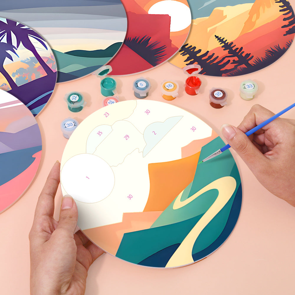 6 Pièces Sets de Table Montagnes au Coucher de Soleil Peinture par Numéros