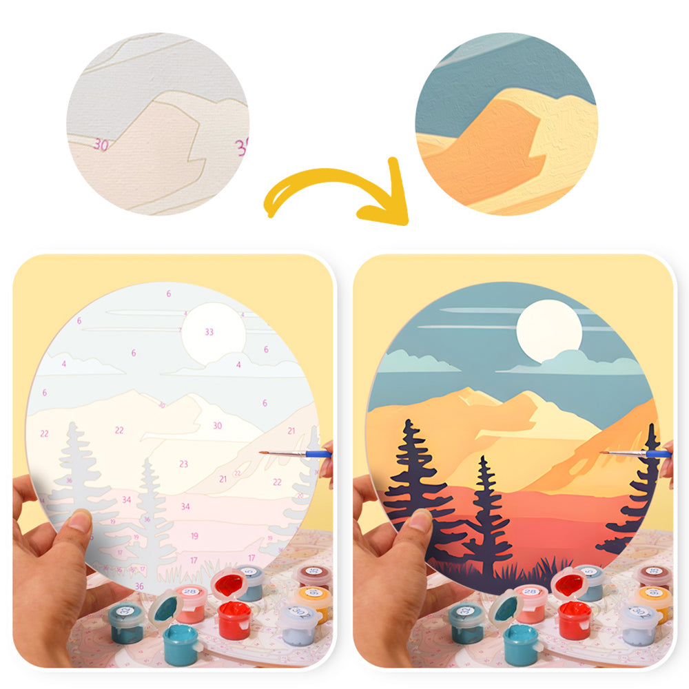 6 Pièces Sets de Table Montagnes au Coucher de Soleil Peinture par Numéros