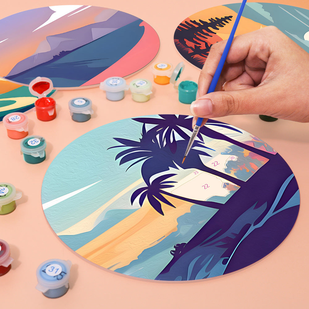 6 Pièces Sets de Table Montagnes au Coucher de Soleil Peinture par Numéros