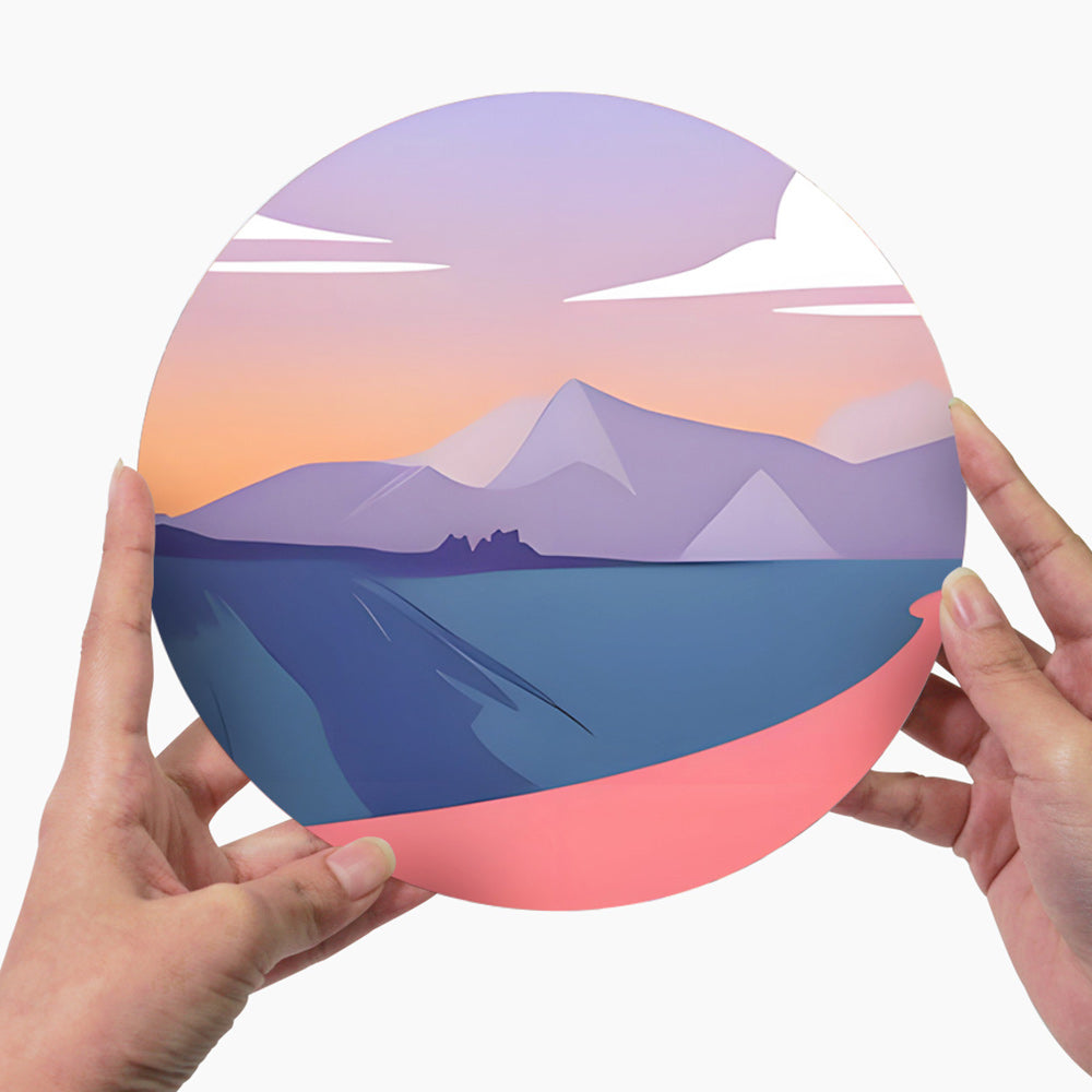 6 Pièces Sets de Table Montagnes au Coucher de Soleil Peinture par Numéros