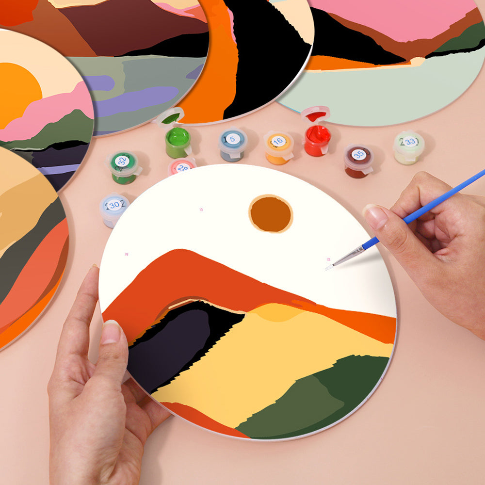 6 Pièces Sets de Table Montagnes au Crépuscule Peinture par Numéros