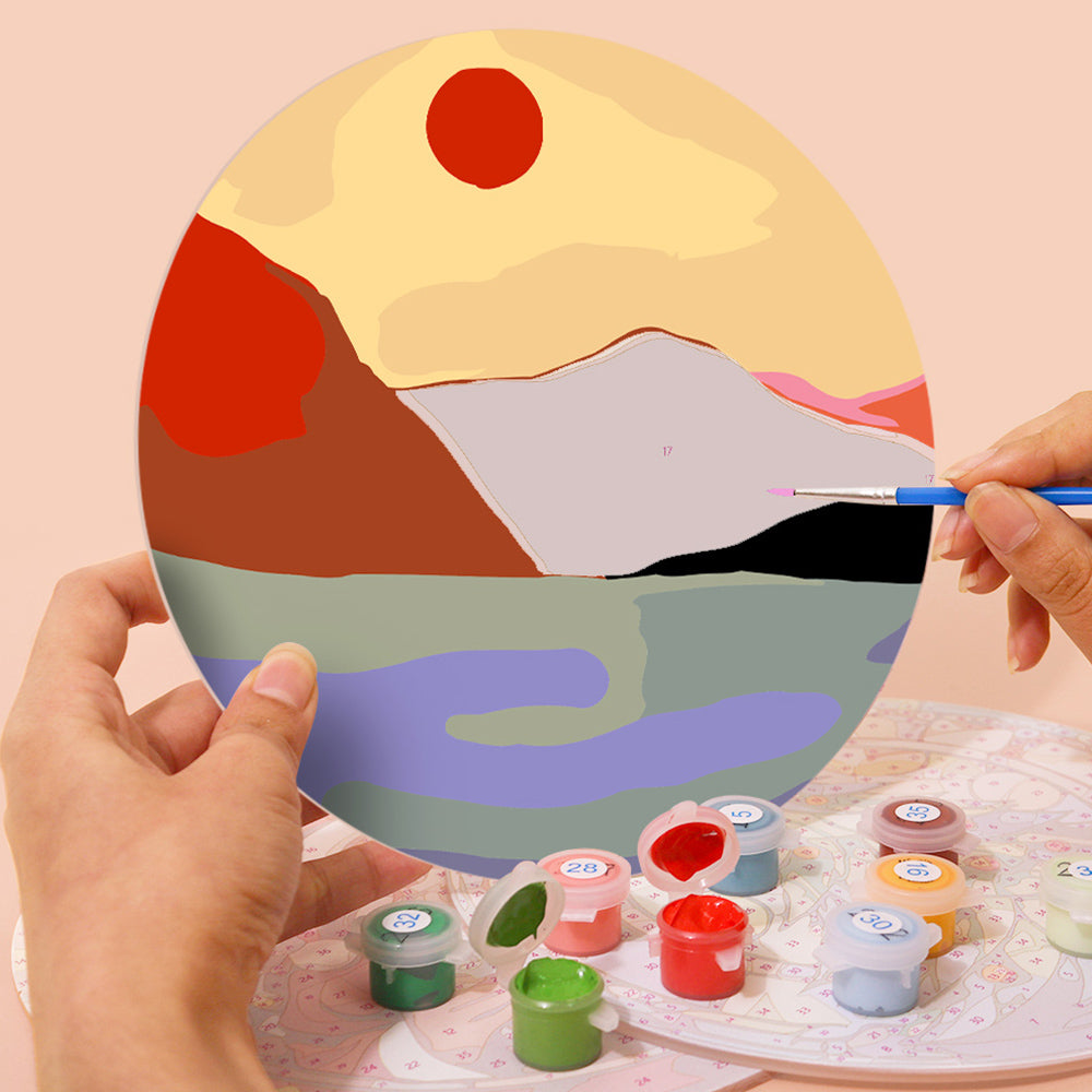 6 Pièces Sets de Table Montagnes au Crépuscule Peinture par Numéros