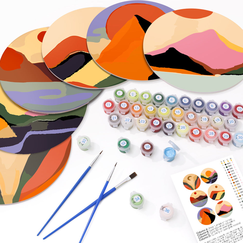 6 Pièces Sets de Table Montagnes au Crépuscule Peinture par Numéros