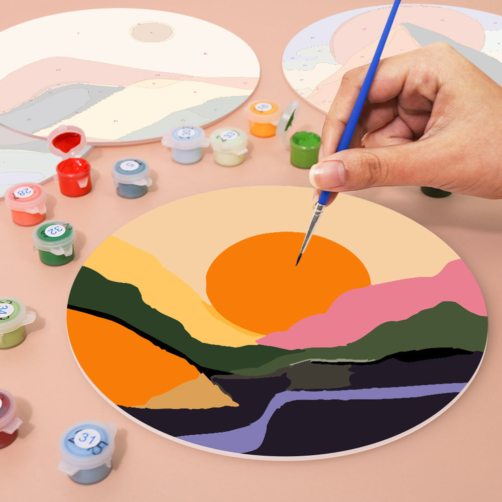 6 Pièces Sets de Table Montagnes au Crépuscule Peinture par Numéros