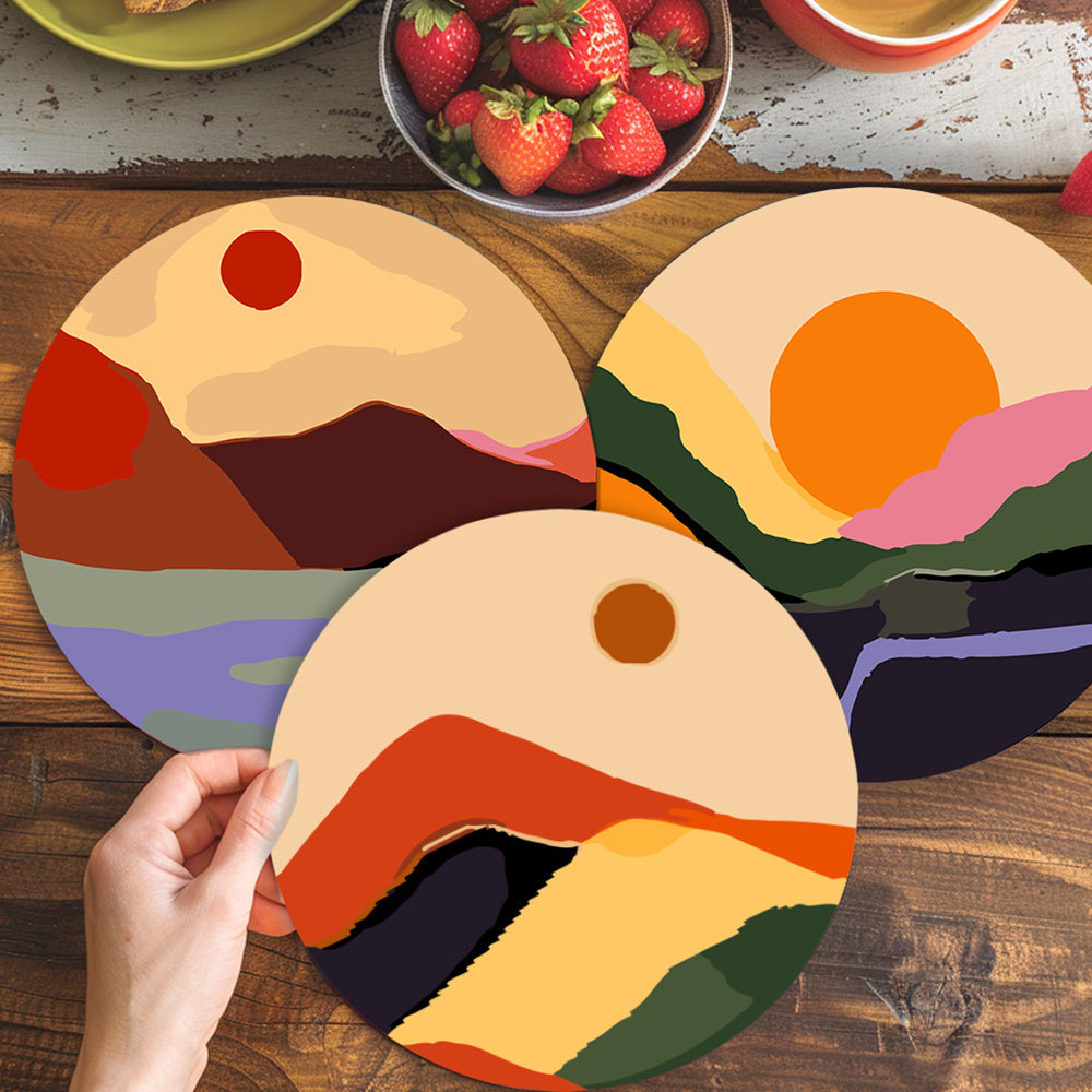 6 Pièces Sets de Table Montagnes au Crépuscule Peinture par Numéros