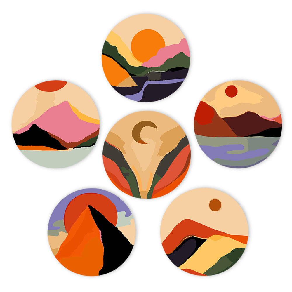 6 Pièces Sets de Table Montagnes au Crépuscule Peinture par Numéros
