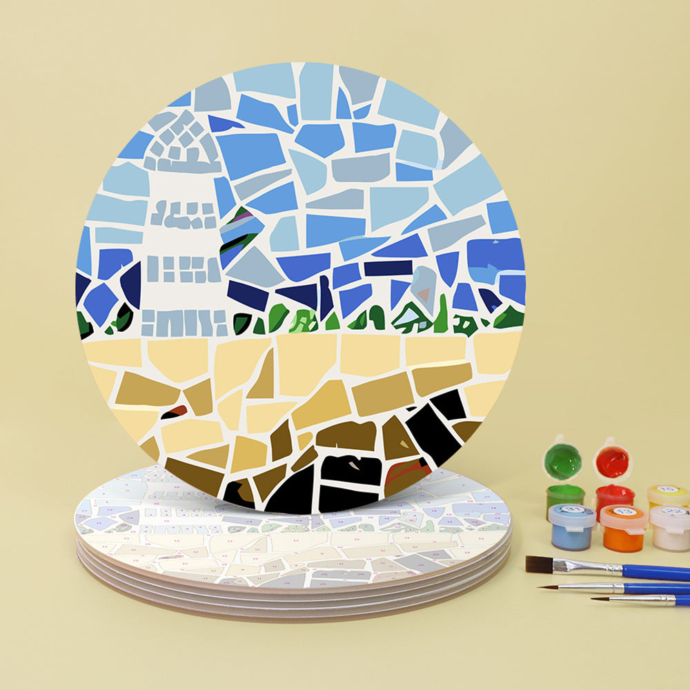 6 Pièces Sets de Table Paysage d’Automne en Bloc de Couleur Peinture par Numéros