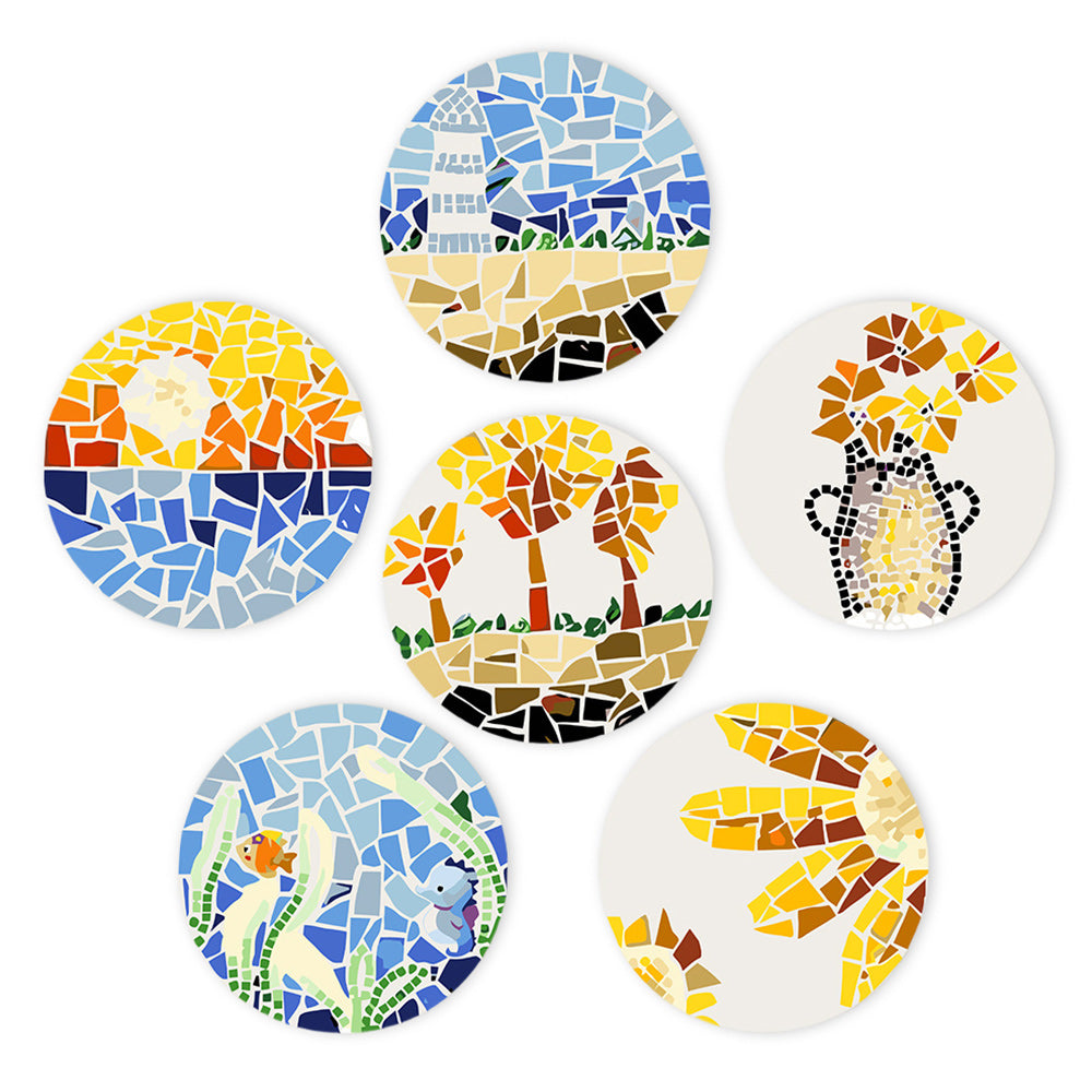 6 Pièces Sets de Table Paysage d’Automne en Bloc de Couleur Peinture par Numéros