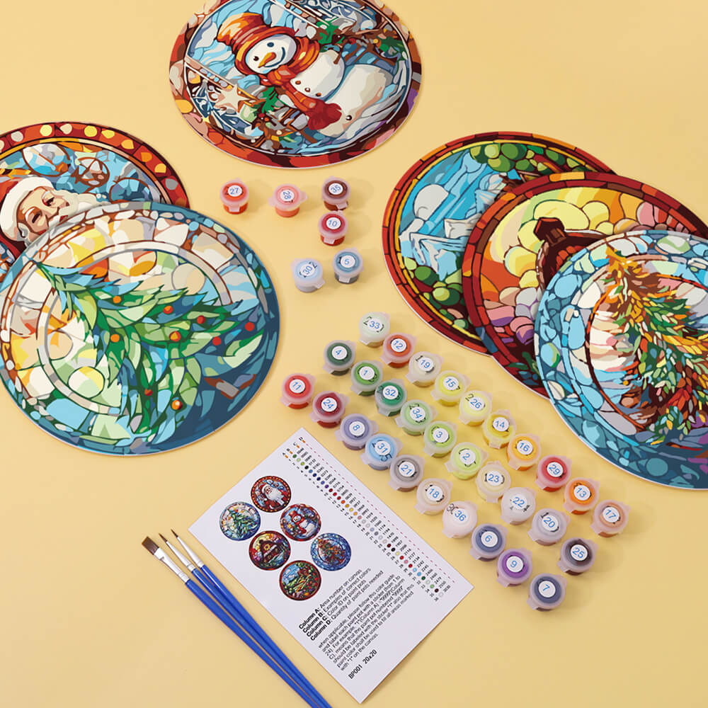 6 Pièces Sets de Table Père Noël et Sapin de Noël Peinture par Numéros