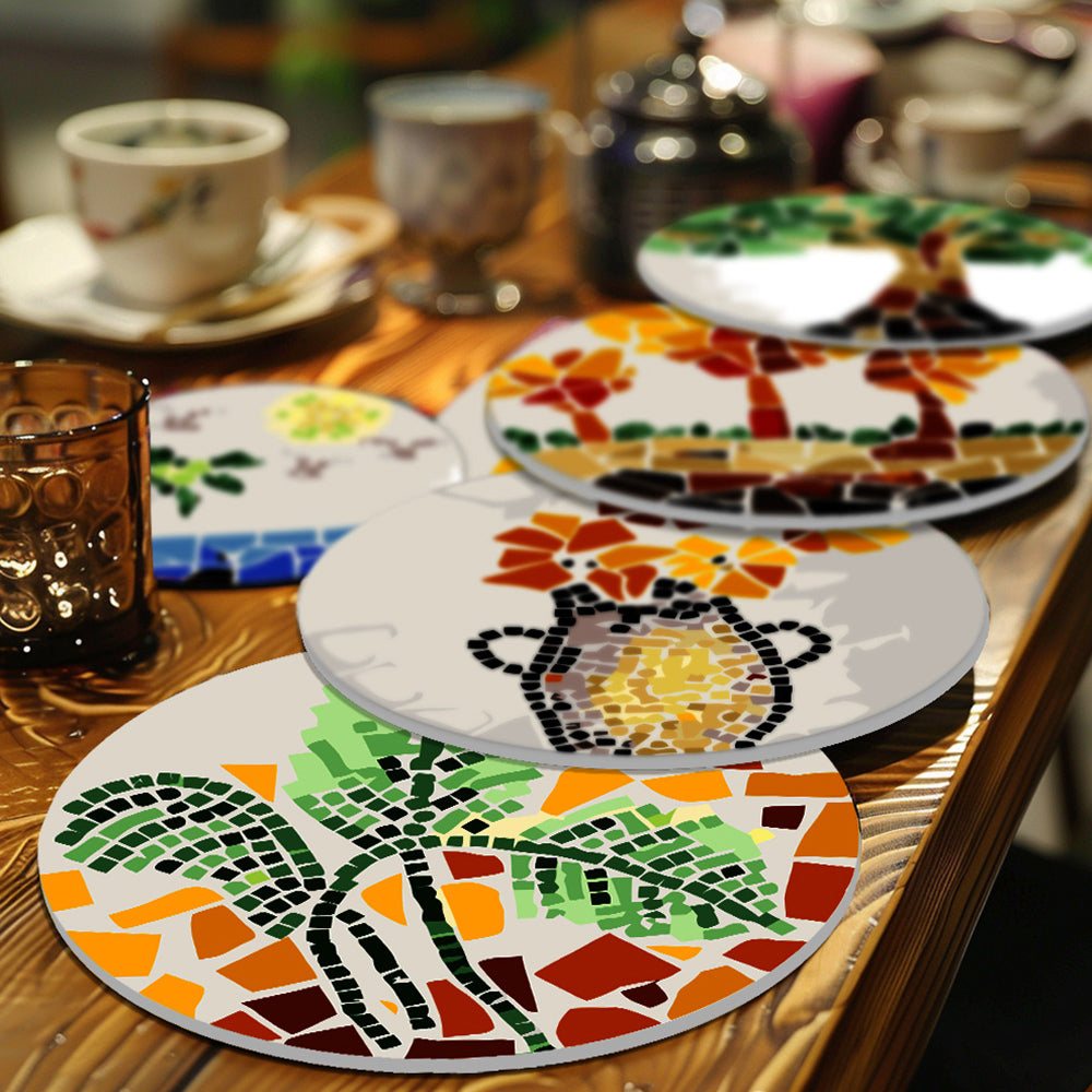 6 Pièces Sets de Table Plantes d'Automne en Bloc de Couleur Peinture par Numéros