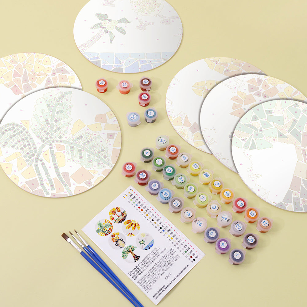 6 Pièces Sets de Table Plantes d'Automne en Bloc de Couleur Peinture par Numéros