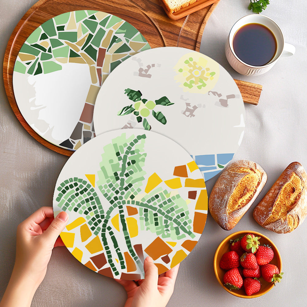 6 Pièces Sets de Table Plantes d'Automne en Bloc de Couleur Peinture par Numéros