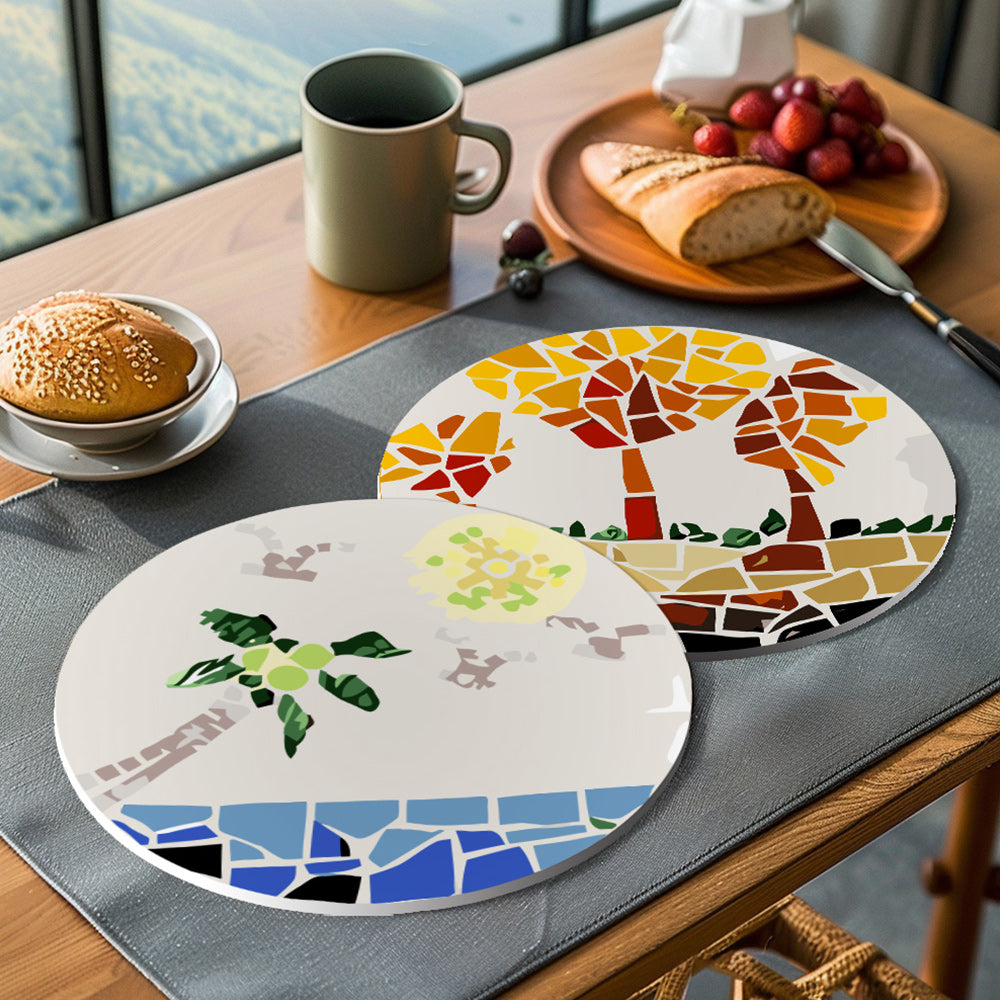 6 Pièces Sets de Table Plantes d'Automne en Bloc de Couleur Peinture par Numéros