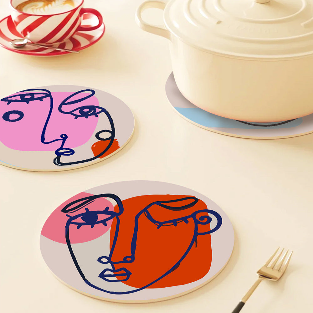 6 Pièces Sets de Table Visage de Femme Abstrait Peinture par Numéros