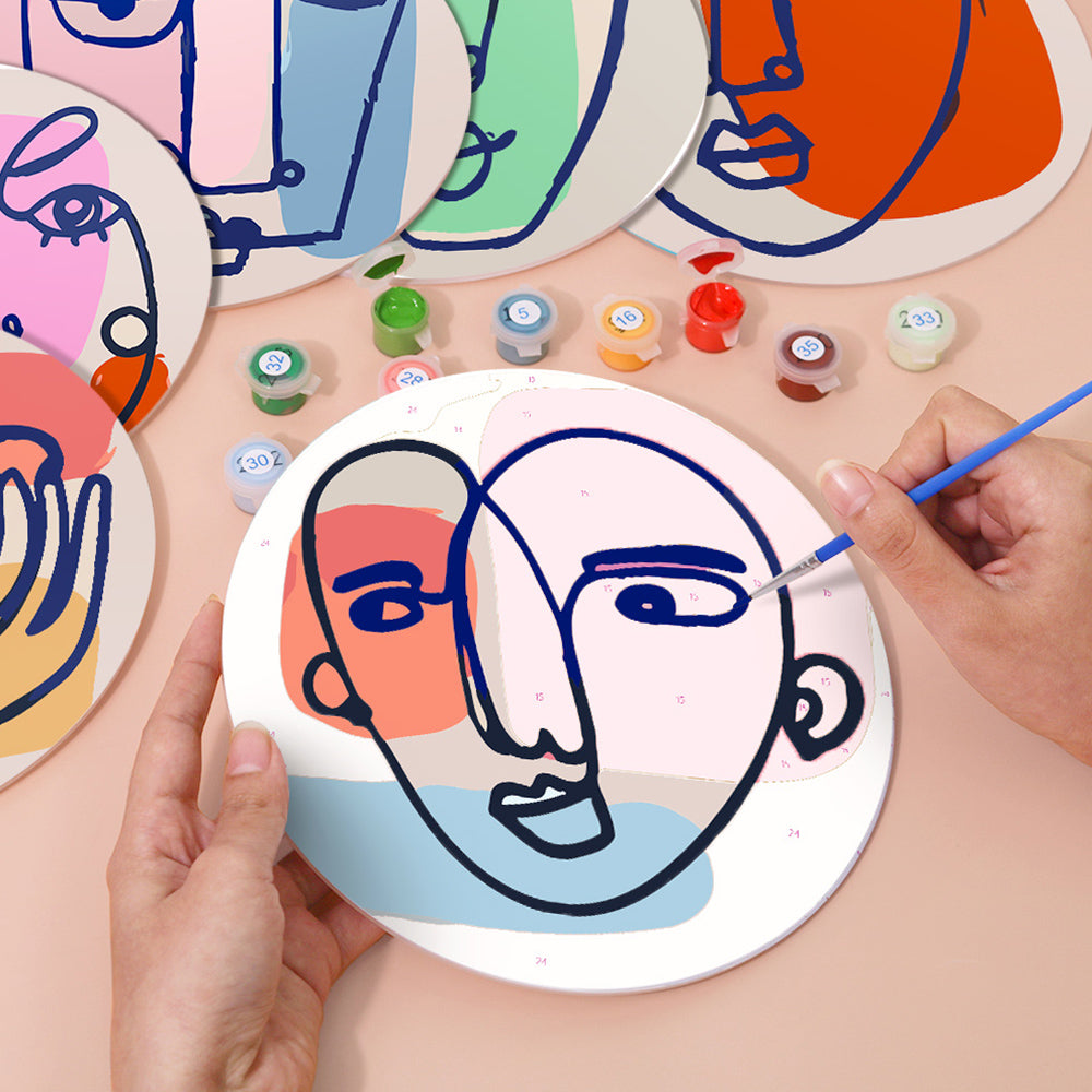6 Pièces Sets de Table Visage de Femme Abstrait Peinture par Numéros