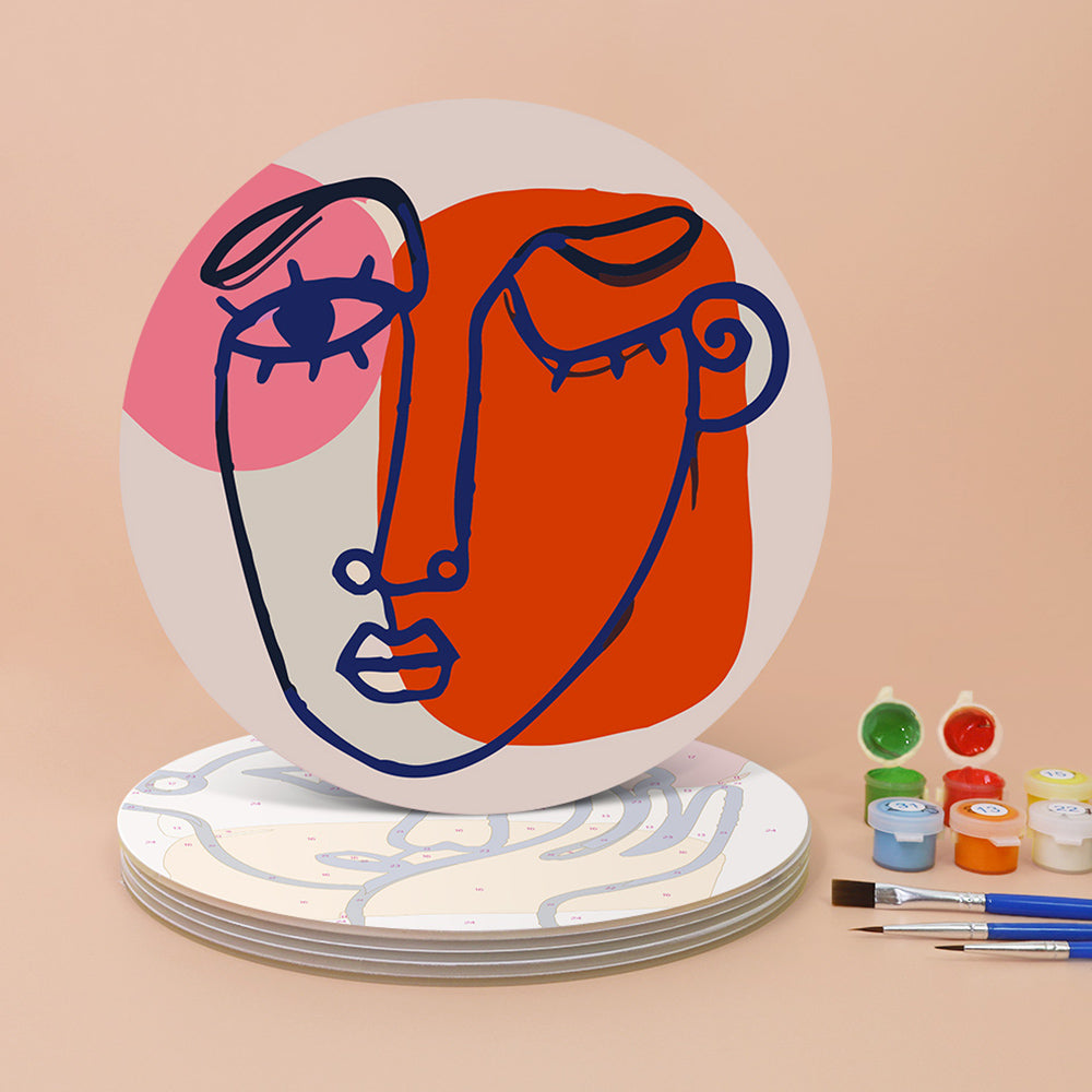 6 Pièces Sets de Table Visage de Femme Abstrait Peinture par Numéros