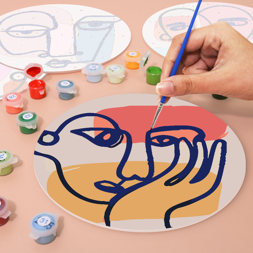 6 Pièces Sets de Table Visage de Femme Abstrait Peinture par Numéros