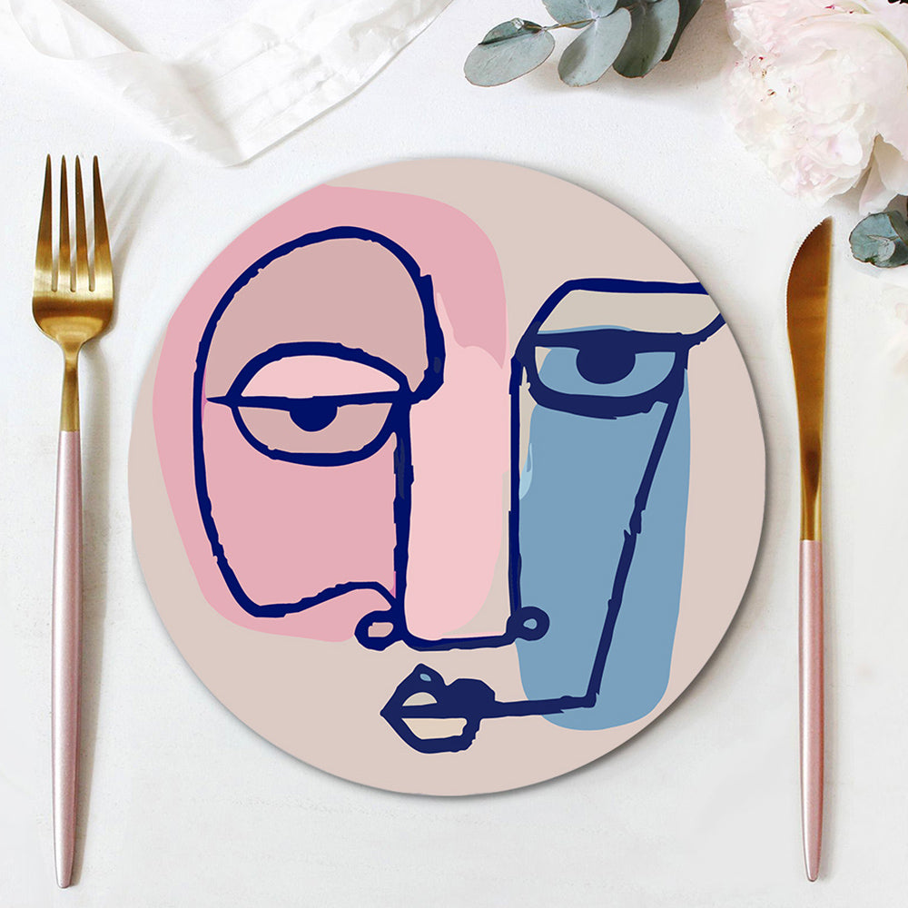 6 Pièces Sets de Table Visage de Femme Abstrait Peinture par Numéros