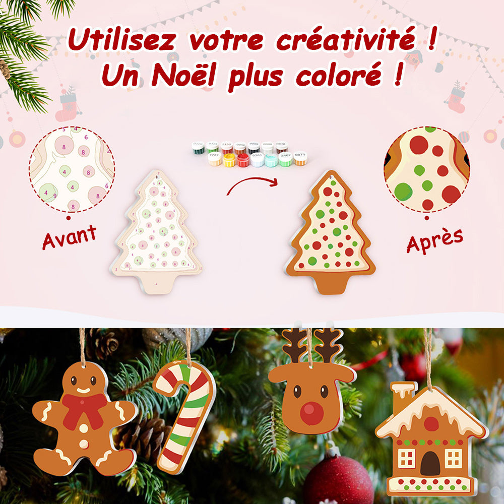 8 Pièces Peinture par Numéros Décoration de Noël | Set Biscuits de Noël