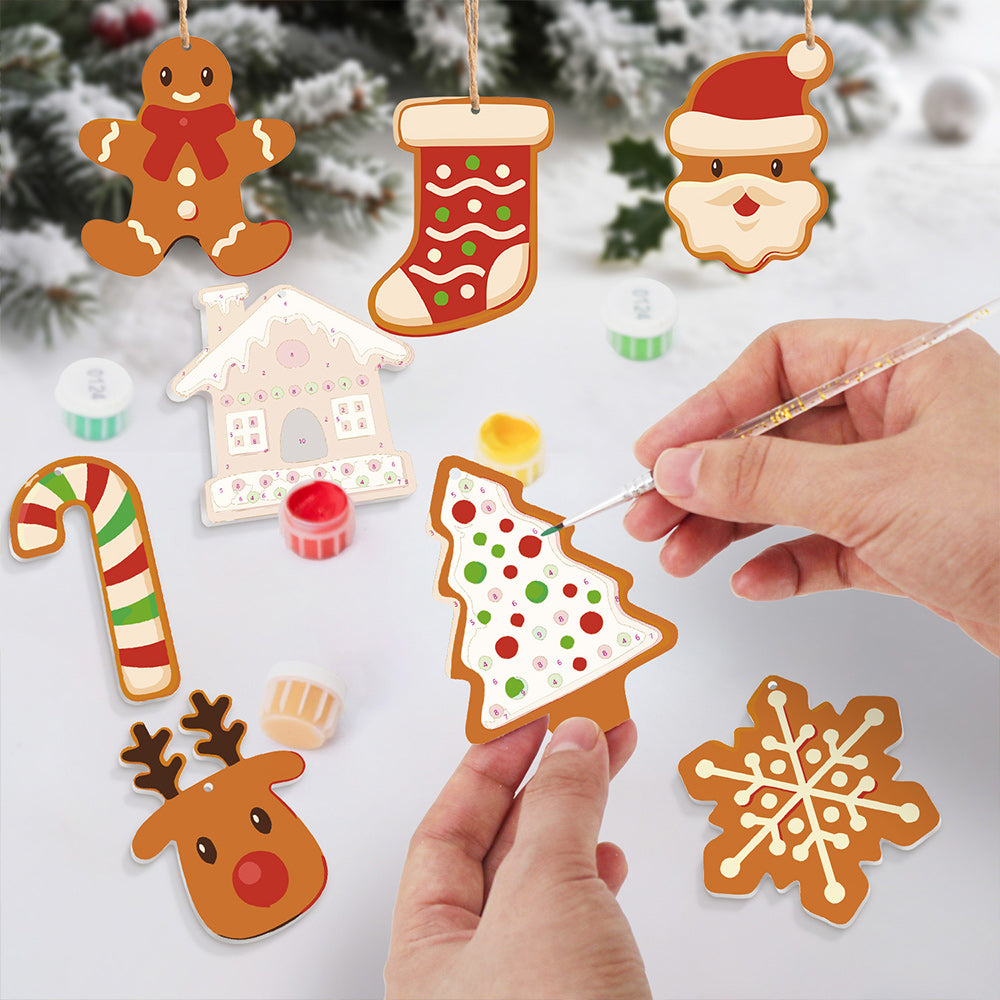 8 Pièces Peinture par Numéros Décoration de Noël | Set Biscuits de Noël