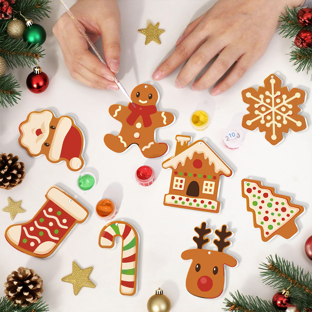 8 Pièces Peinture par Numéros Décoration de Noël | Set Biscuits de Noël
