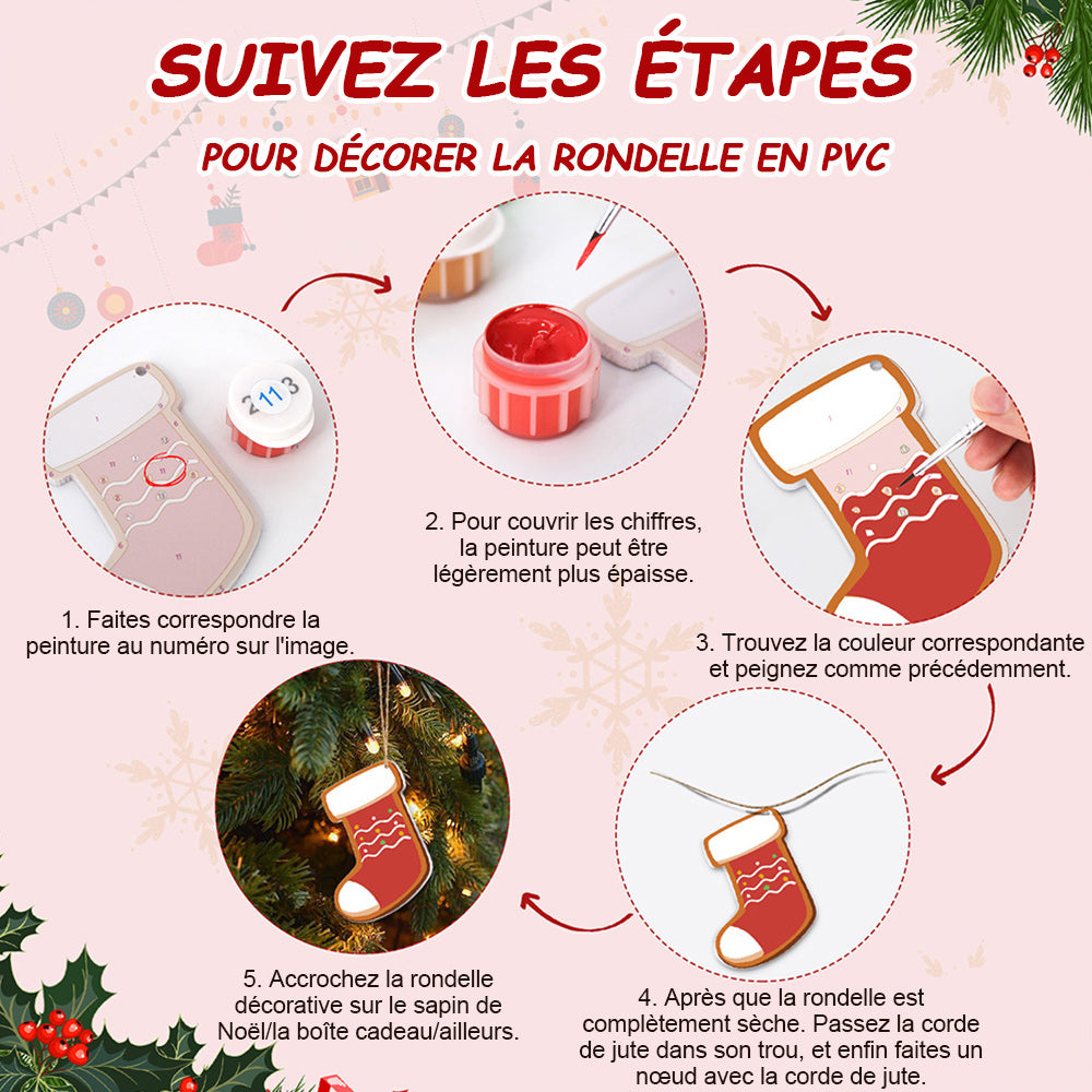 8 Pièces Peinture par Numéros Décoration de Noël | Set Biscuits de Noël