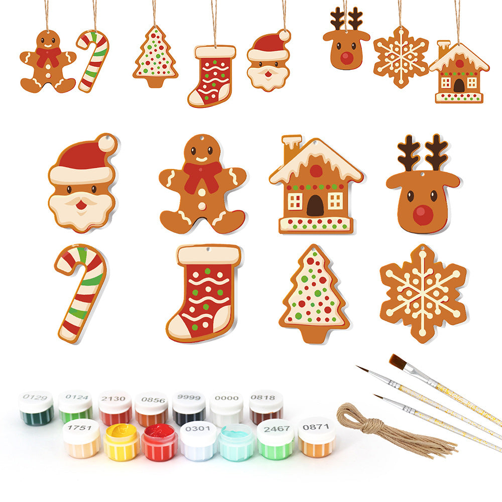 8 Pièces Peinture par Numéros Décoration de Noël | Set Biscuits de Noël
