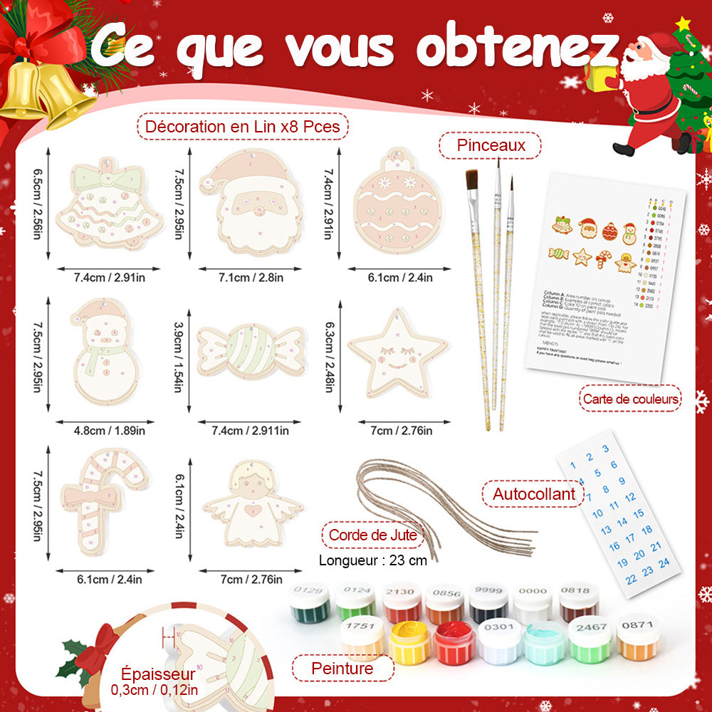 8 Pièces Peinture par Numéros Décoration de Noël | Set Bonbon et Bonhomme de Neige