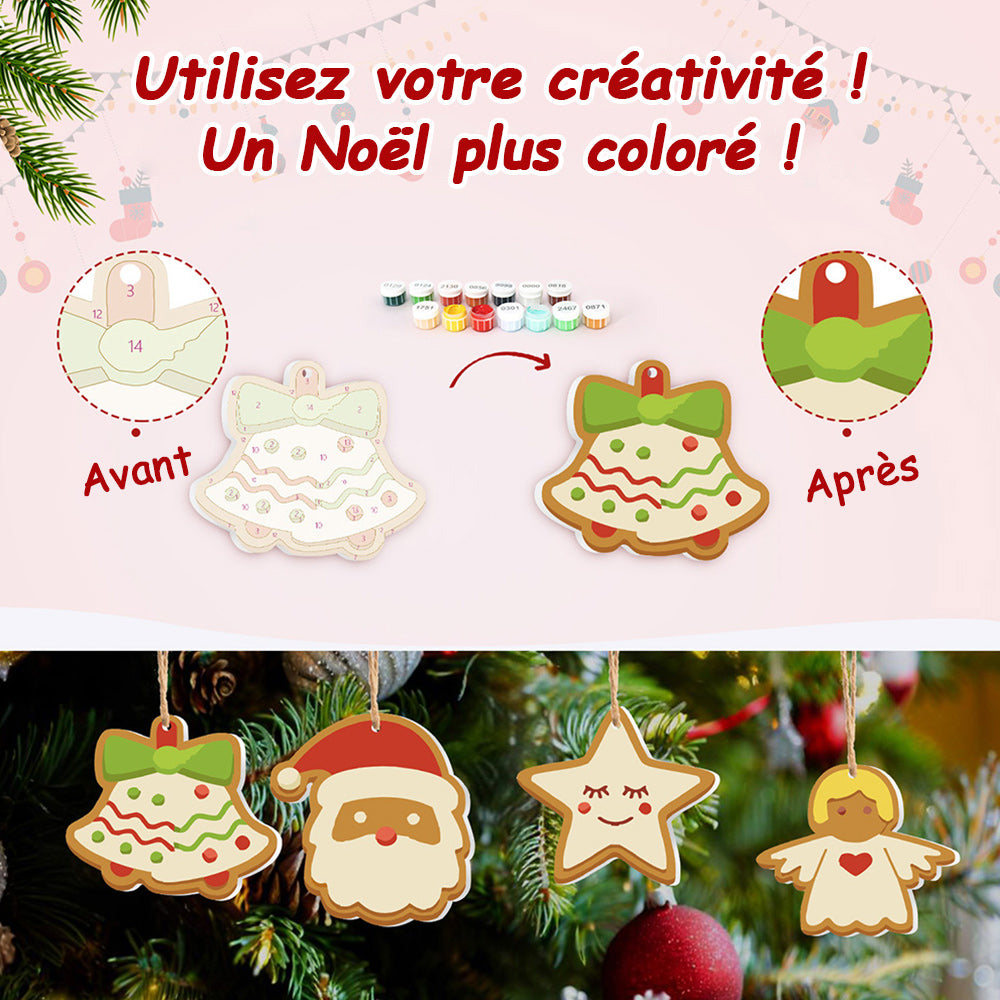 8 Pièces Peinture par Numéros Décoration de Noël | Set Bonbon et Bonhomme de Neige