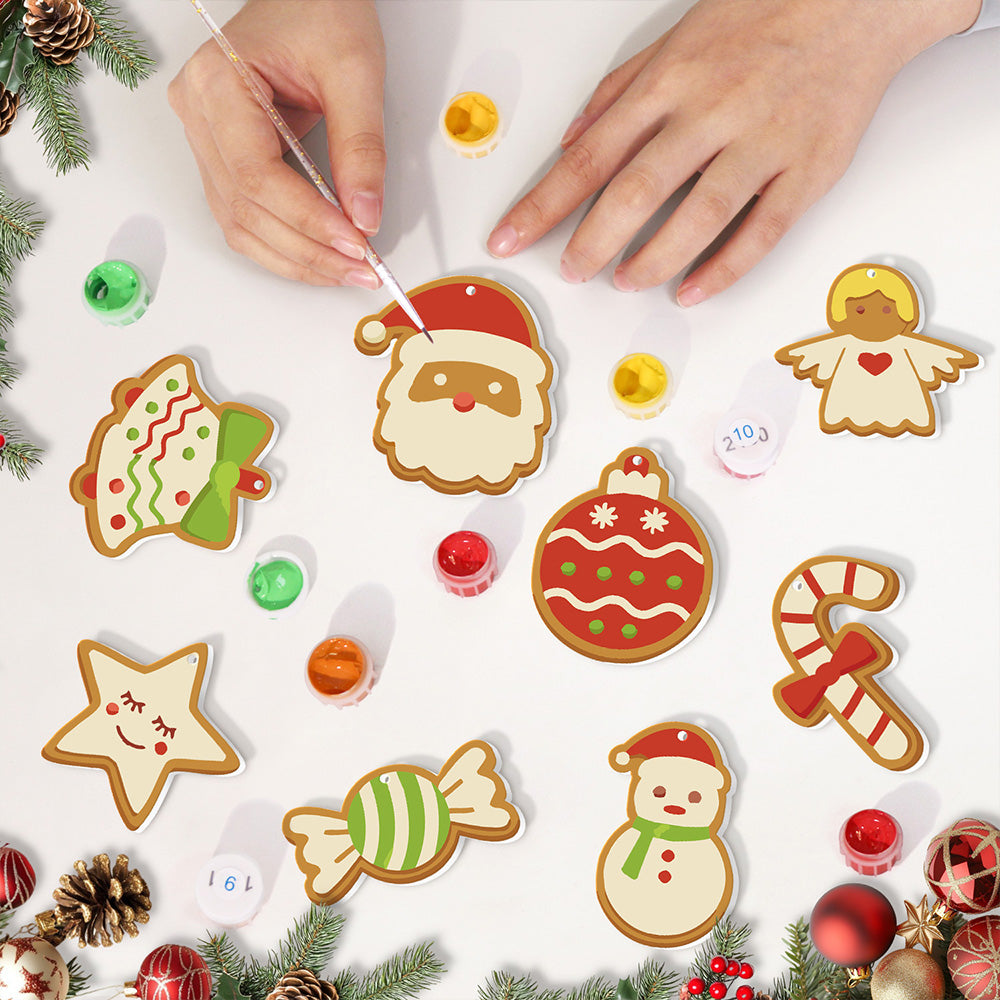 8 Pièces Peinture par Numéros Décoration de Noël | Set Bonbon et Bonhomme de Neige