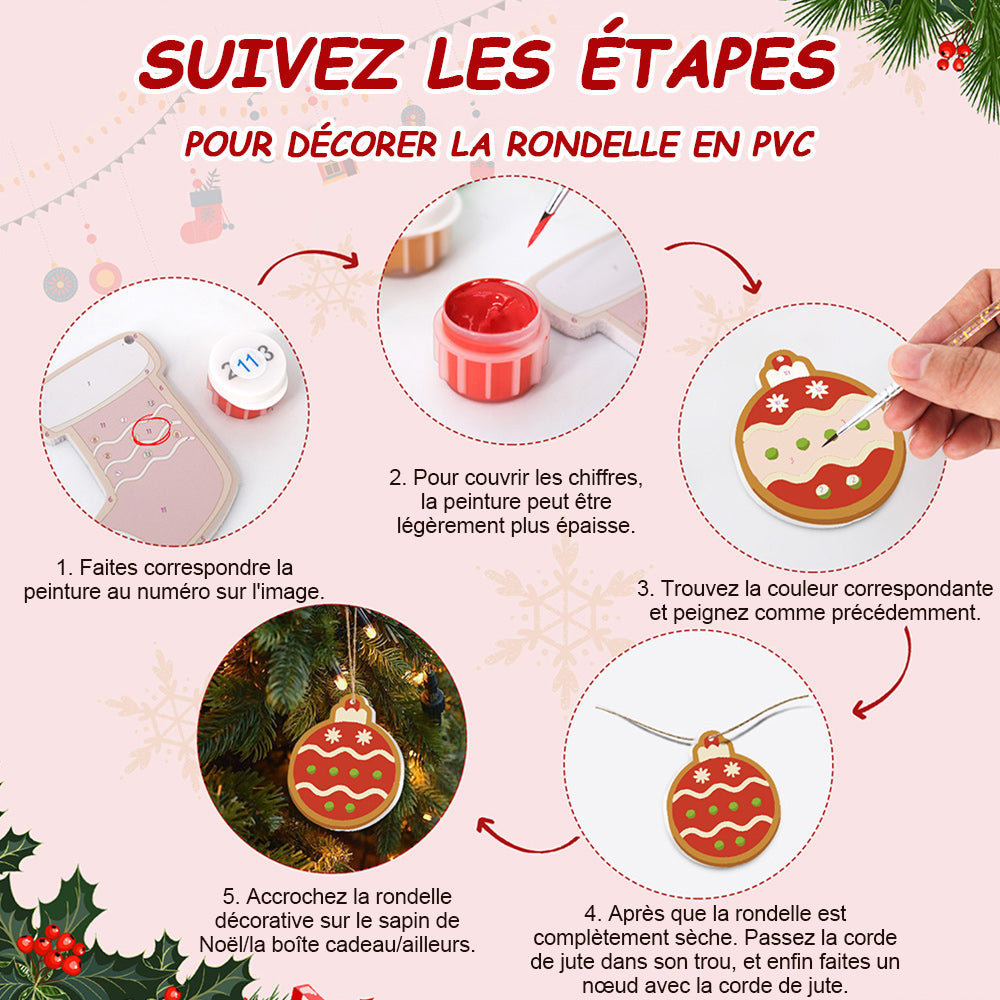 8 Pièces Peinture par Numéros Décoration de Noël | Set Bonbon et Bonhomme de Neige