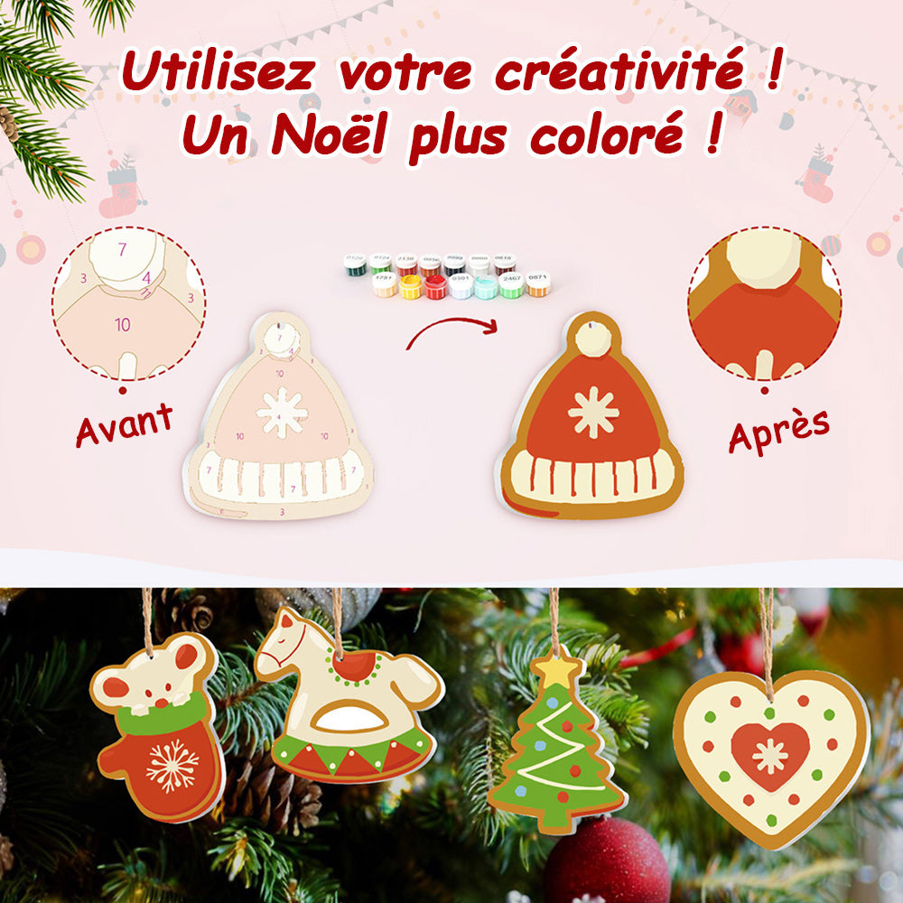 8 Pièces Peinture par Numéros Décoration de Noël | Set Bonbon et Cheval de Troie