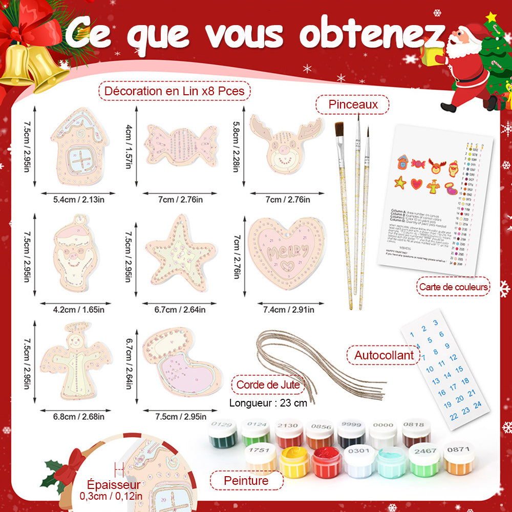 8 Pièces Peinture par Numéros Décoration de Noël | Set Bonbon et Cœur
