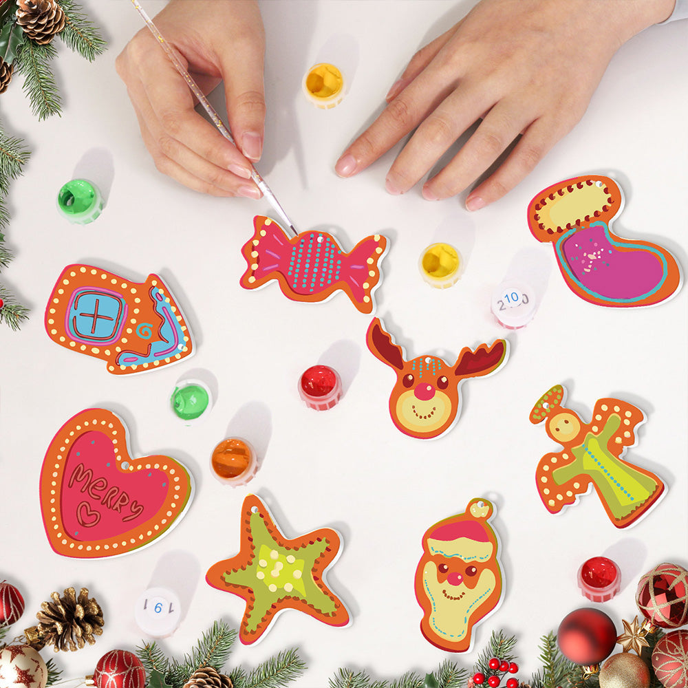 8 Pièces Peinture par Numéros Décoration de Noël | Set Bonbon et Cœur
