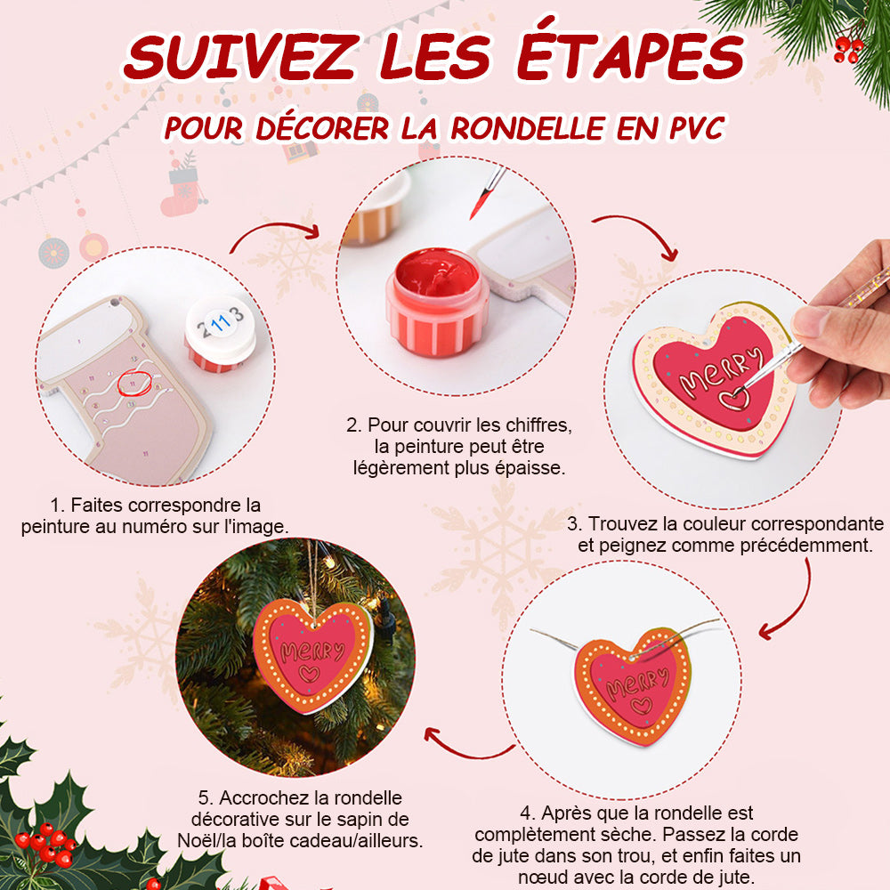 8 Pièces Peinture par Numéros Décoration de Noël | Set Bonbon et Cœur