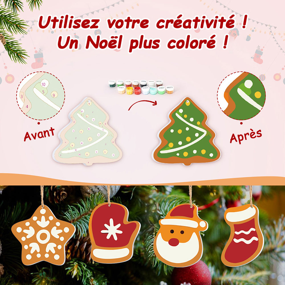 8 Pièces Peinture par Numéros Décoration de Noël | Set Bonhomme de Neige et Flocons de Neige