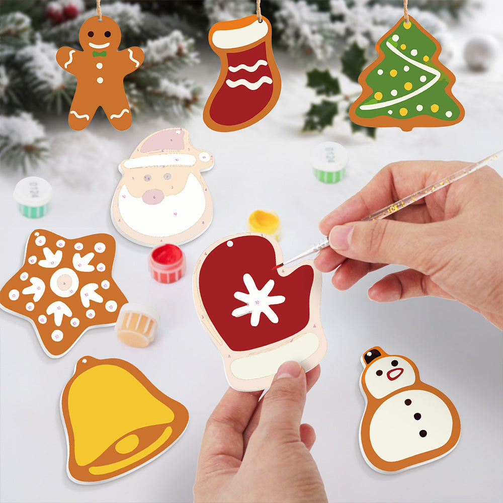 8 Pièces Peinture par Numéros Décoration de Noël | Set Bonhomme de Neige et Flocons de Neige