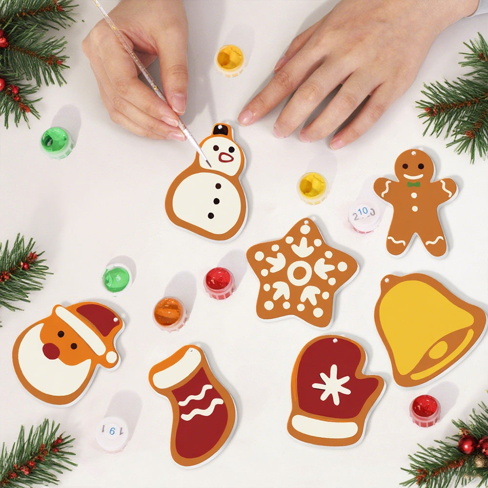 8 Pièces Peinture par Numéros Décoration de Noël | Set Bonhomme de Neige et Flocons de Neige