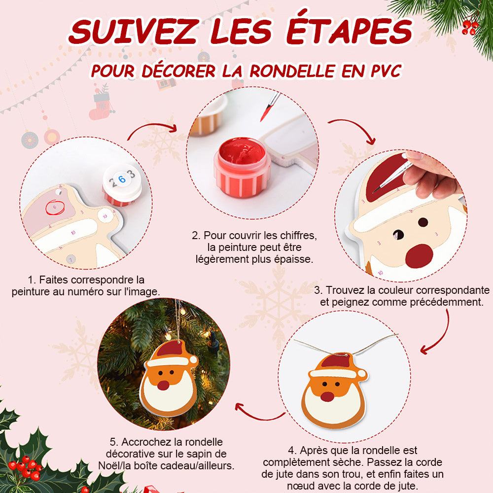 8 Pièces Peinture par Numéros Décoration de Noël | Set Bonhomme de Neige et Flocons de Neige