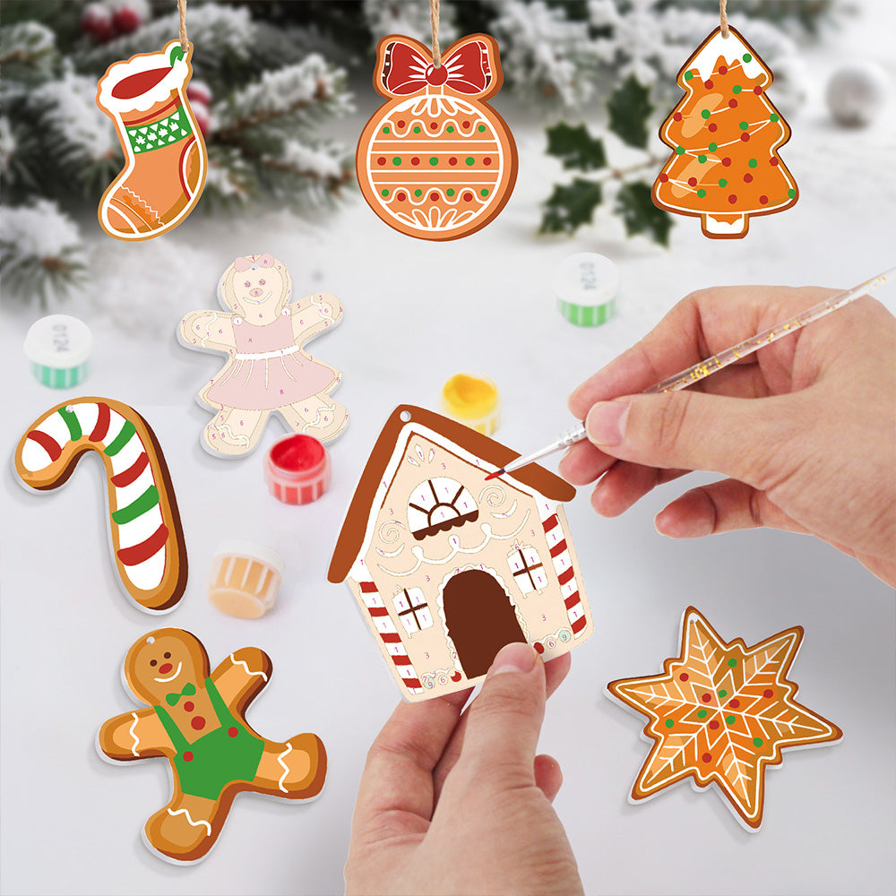 8 Pièces Peinture par Numéros Décoration de Noël | Set Bonhomme en Pain d'Épices